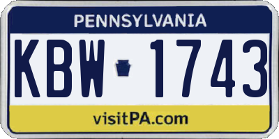 PA license plate KBW1743