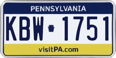 PA license plate KBW1751