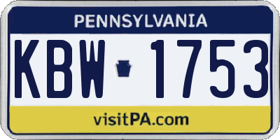 PA license plate KBW1753