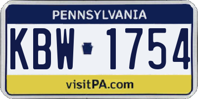 PA license plate KBW1754