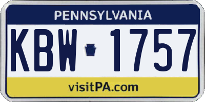 PA license plate KBW1757