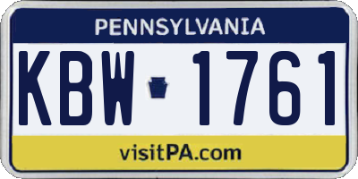 PA license plate KBW1761