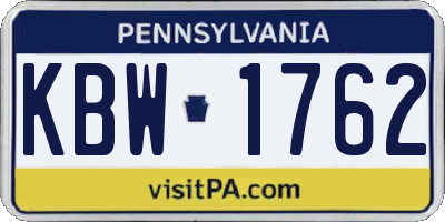 PA license plate KBW1762