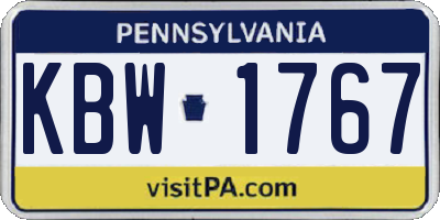 PA license plate KBW1767