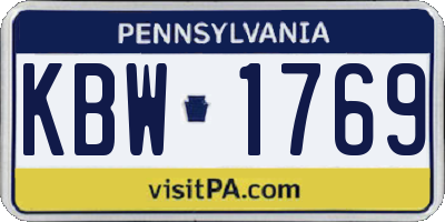 PA license plate KBW1769