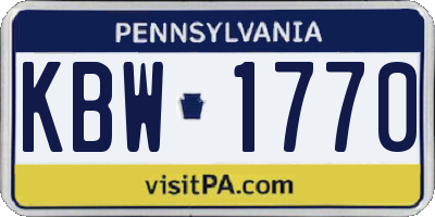 PA license plate KBW1770