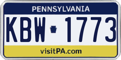 PA license plate KBW1773