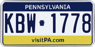 PA license plate KBW1778