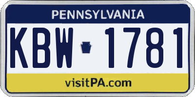 PA license plate KBW1781