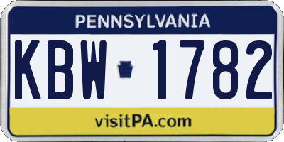 PA license plate KBW1782