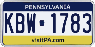 PA license plate KBW1783