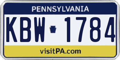PA license plate KBW1784