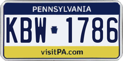 PA license plate KBW1786
