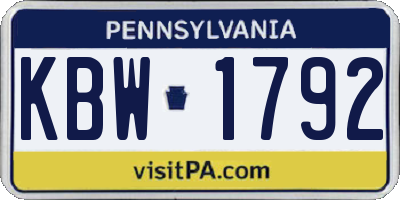 PA license plate KBW1792