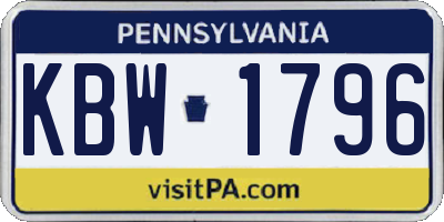 PA license plate KBW1796