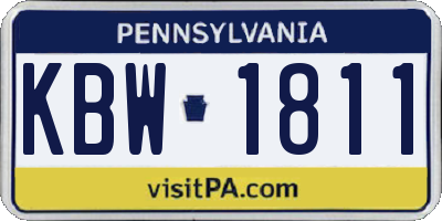PA license plate KBW1811