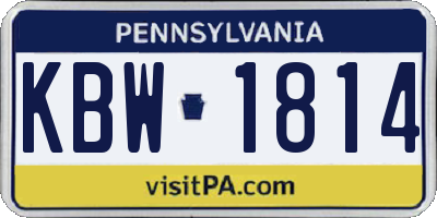 PA license plate KBW1814