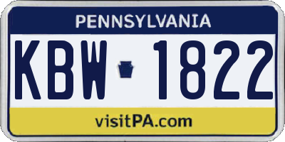 PA license plate KBW1822