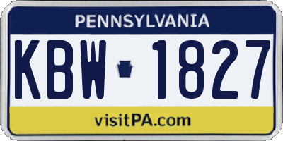 PA license plate KBW1827