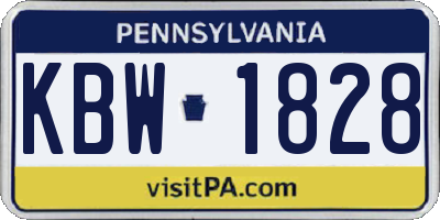 PA license plate KBW1828