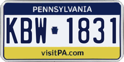 PA license plate KBW1831