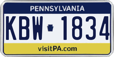 PA license plate KBW1834