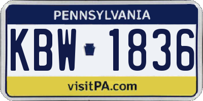 PA license plate KBW1836