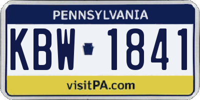 PA license plate KBW1841