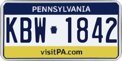 PA license plate KBW1842