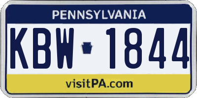 PA license plate KBW1844