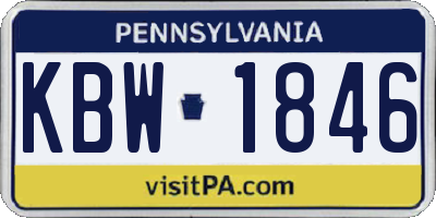PA license plate KBW1846