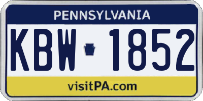 PA license plate KBW1852