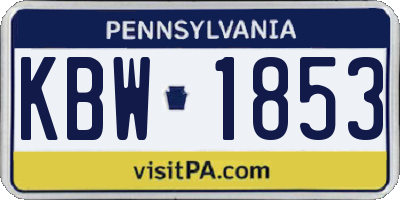 PA license plate KBW1853