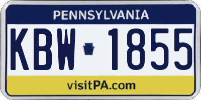 PA license plate KBW1855