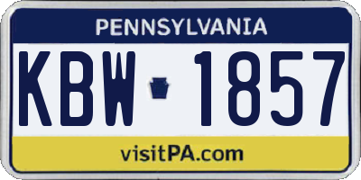 PA license plate KBW1857