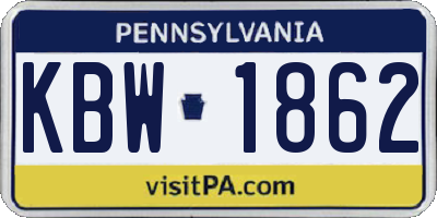 PA license plate KBW1862
