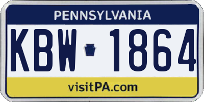 PA license plate KBW1864