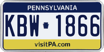 PA license plate KBW1866