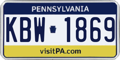 PA license plate KBW1869