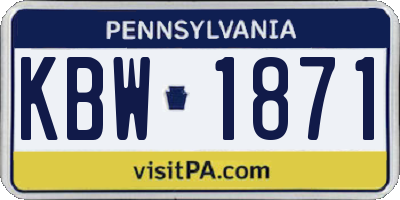 PA license plate KBW1871