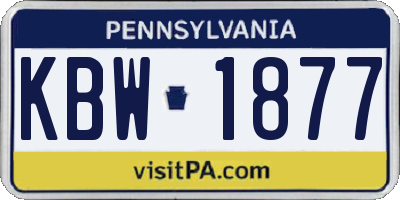 PA license plate KBW1877