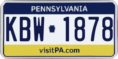 PA license plate KBW1878