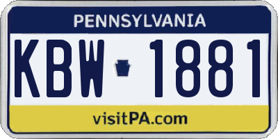PA license plate KBW1881