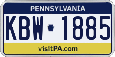 PA license plate KBW1885