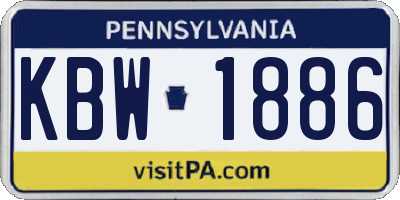 PA license plate KBW1886