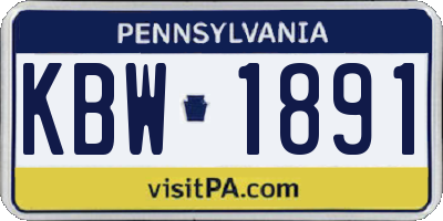 PA license plate KBW1891