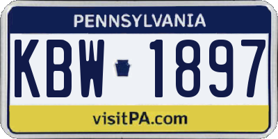 PA license plate KBW1897