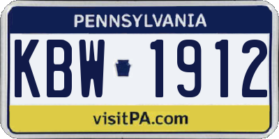 PA license plate KBW1912