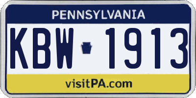 PA license plate KBW1913