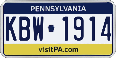 PA license plate KBW1914